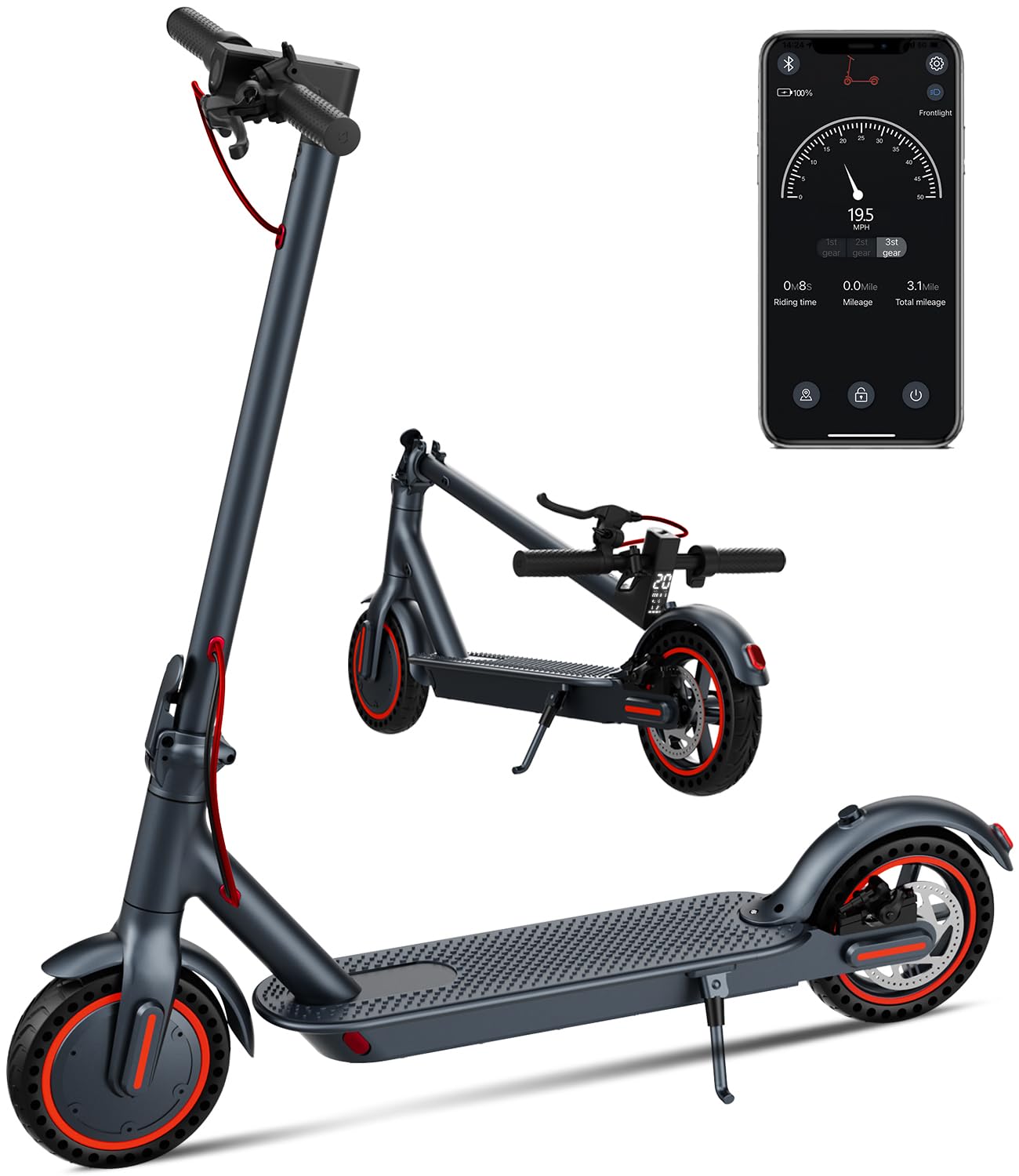 Trottinette Électrique Adulte - Moteur 350W (25 km/h) - Autonomie 30 km - Batterie 36V/7.8Ah - Pneus 8.5'' Anti-crevaison - 3 Vitesses - Double Frein - Pliable - Charge maximale 120 kg