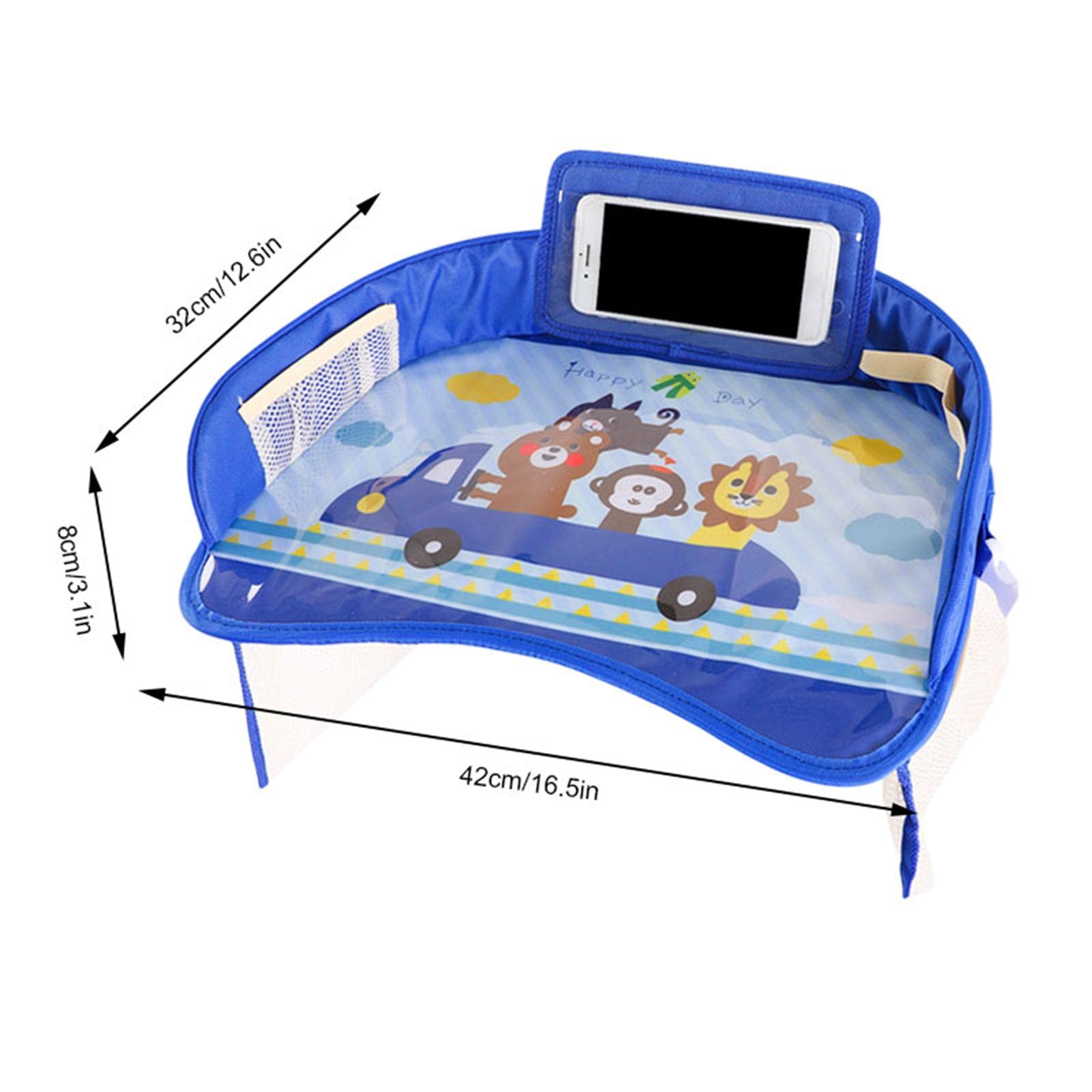 Kinder Reisetisch Knietablett Wasserdichter Auto-Reisetablett mit Netztaschen, Roadtrip-Tablett Kinder Snack und Spiel-Aktivitätstablett Auto-/Kinderwagen-/Flugzeug-/Sitzerhöhung 42x32x8cm