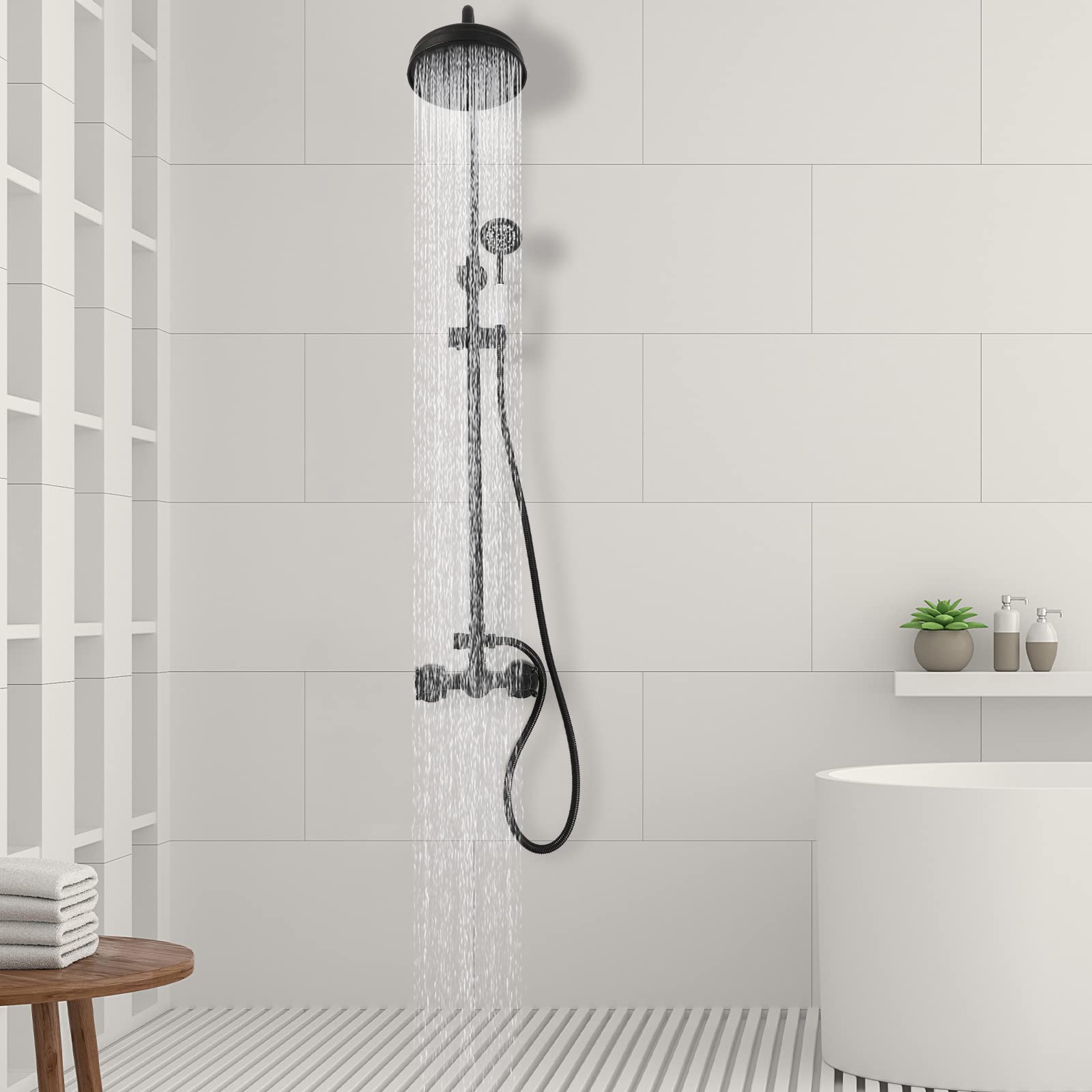 Duschsets Duschsystem mit Duschzubehör Regenduschköpfen für Wohnungen Badezimmern Schulen Thermalbädern Schwarz
