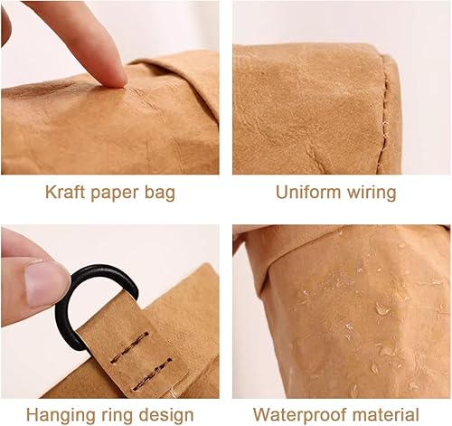 Miniatura 6 de OLizee® Bolsa de papel kraft impermeable para coche, organizador de ventilación de aire, bolsa de almacenamiento universal para gafas de sol,