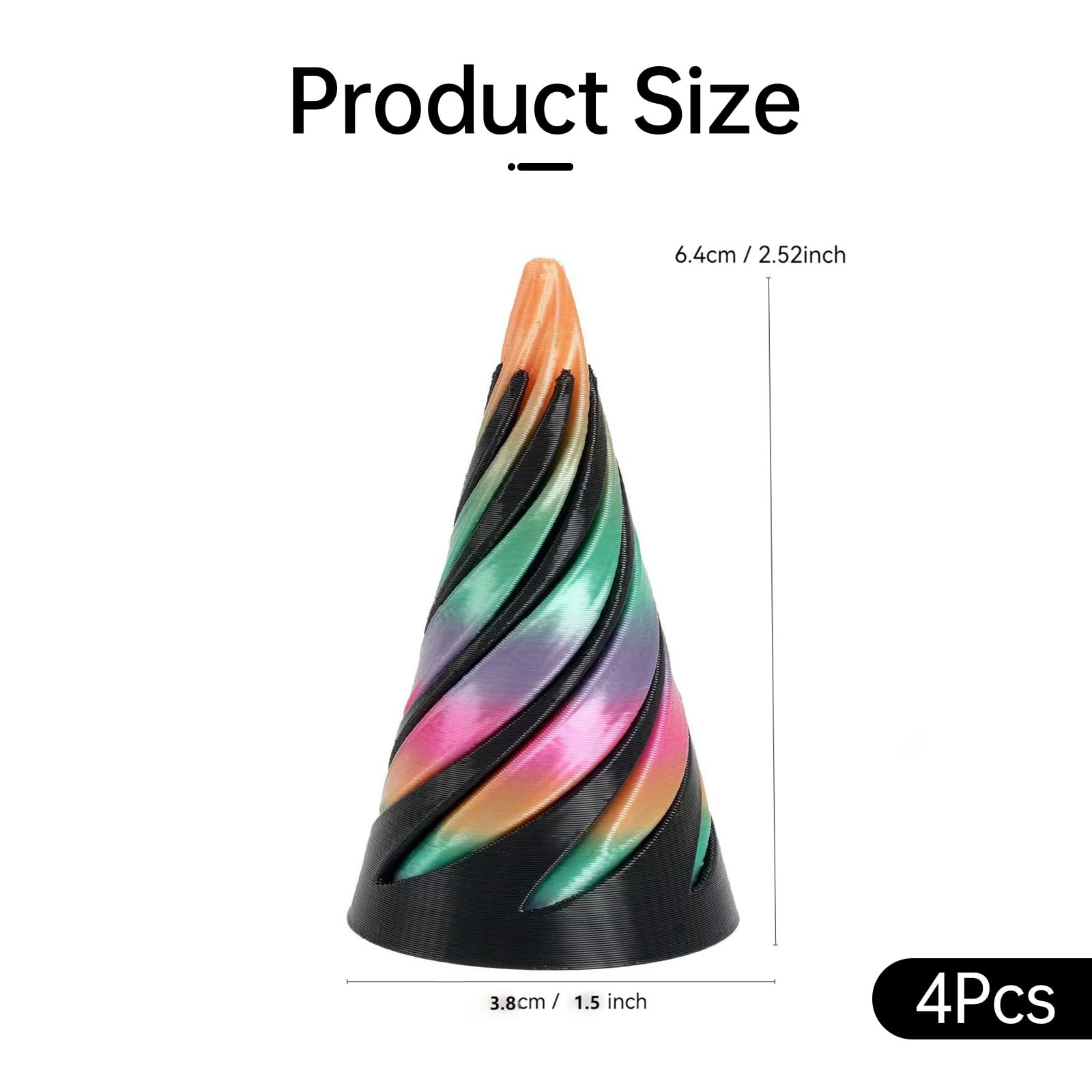 4-Pack Spiral Sensory Fidget Cones for Anxiety & Focus Relief, Durable ADHD Fidget Toys for Adults and Kids to Help with Stress Autism - Image 2