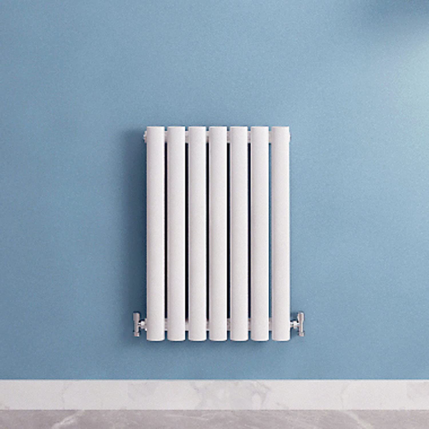 Acezanble∣White Radiators Single Oval Column Panel Horizontal 600mm Wide Low Radiator Centre Heating for Bathroom Kitchen Living Room Small Large Average