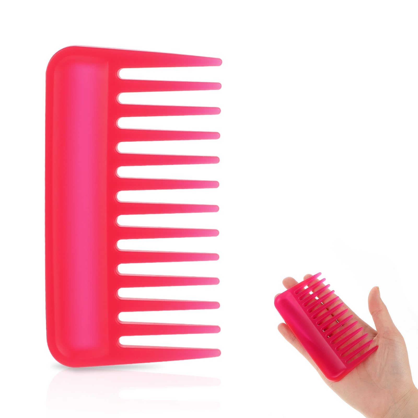 Mini Wide Tooth Comb, 4 Inch Small Shower Portable Purse Hair Detangling Travel Pocket Curly Styling Plastic Big Tooth Wet Comb for Women, No Handle Design