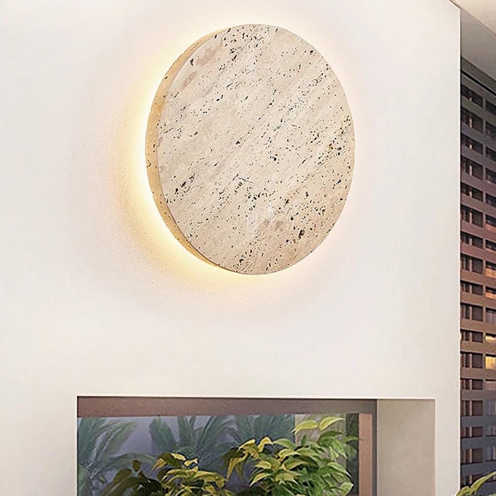 Lampada da Parete LED Travertino Giallo 30 cm Per Giardino IP65
