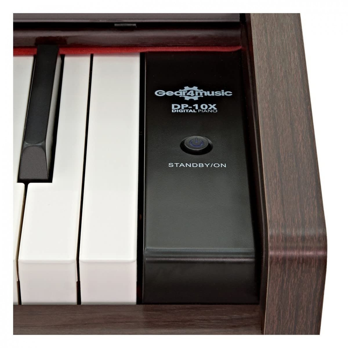 Gear4music DP10X Pianoforte Digitale 88 Tasti Pesati Marrone con Supporto e 3 Pedali | 88 Tasti ad Azione Martelletto con Motore Sonoro Campionato, 24 Voci, Metronomo e Trasposizione, Stativo in Legno e 3 Pedali