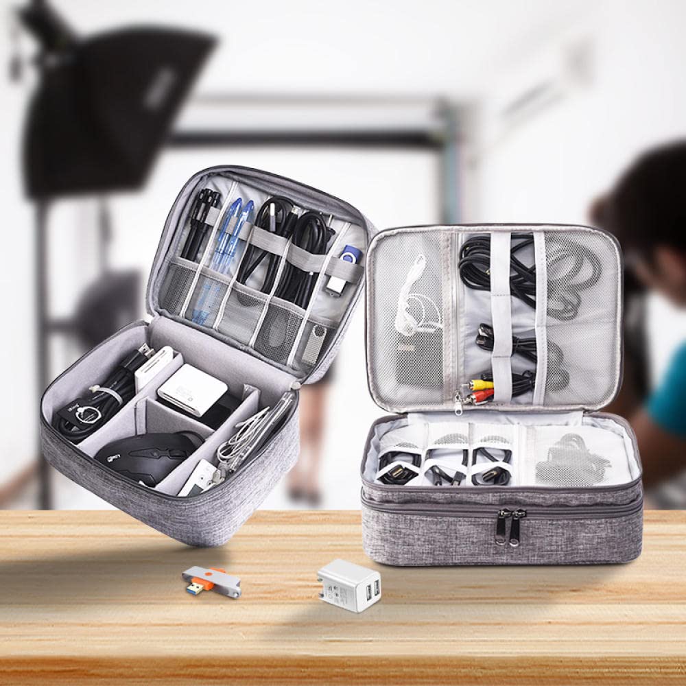 Cavo da viaggio Caricabatterie per caricabatterie e cavi di immagazzinaggio portatile USB Gadget Wire Machine Auricolare Wire Organizer Case Accessori-Black_1
