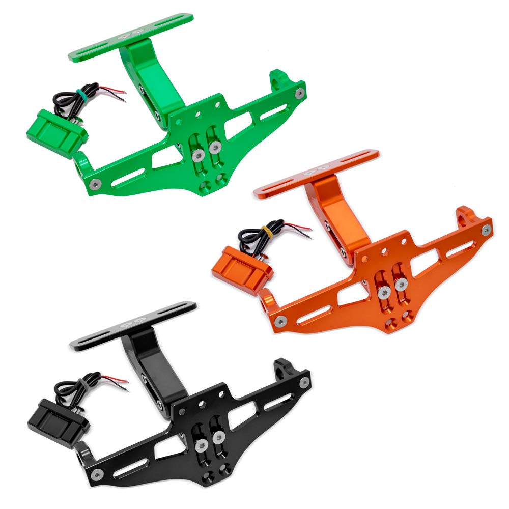 Nummernschildhalterung CNC Aluminium Motorrad Kennzeichenhalter Includes LED Light Up for Honda Suzuki Kawasaki Yamaha Ducati Uvm.