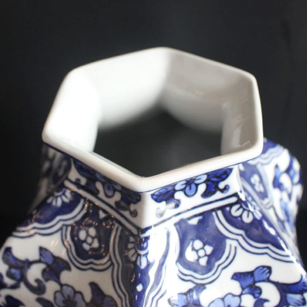 Jingdezhen Ceramika, styl chiński, niebiesko-biały wazon porcelanowy, ręcznie malowany, aranżacja kwiatowa chinoiserii, dekoracja retro