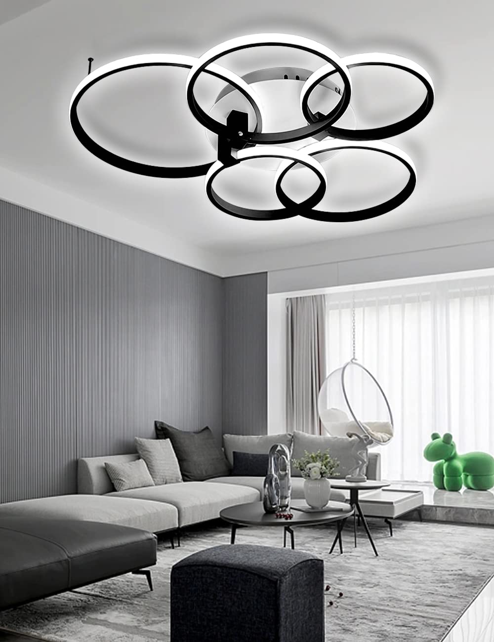 Led-plafondlamp, afstandsbediening, 54 W, rond, zwart