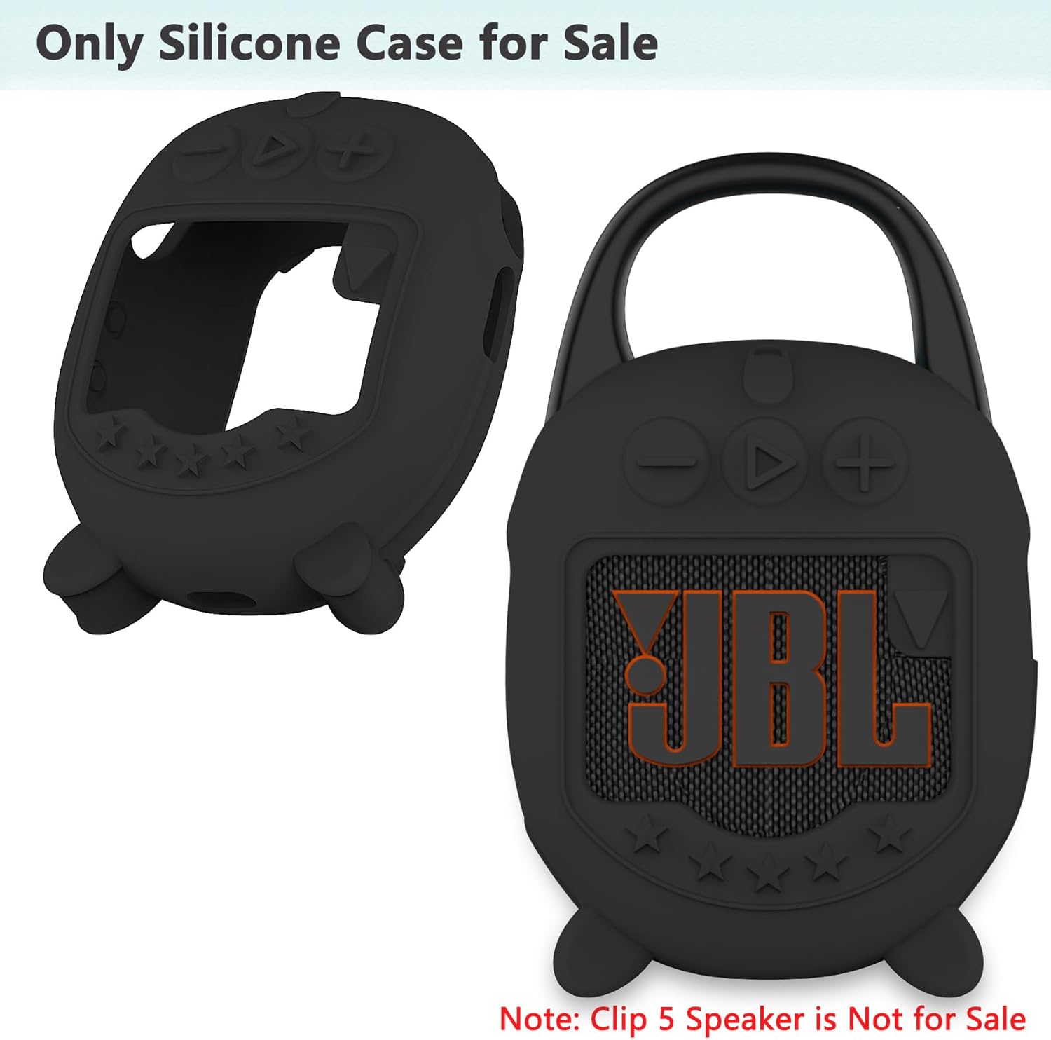 Silicone Cover Case Compatible with JBL Clip 5 Ultra Portable Bluetooth Speaker, Soft Skin Sleeve for JBL Clip 5 Speaker Accessories(Only Case) (Black) - Image 2