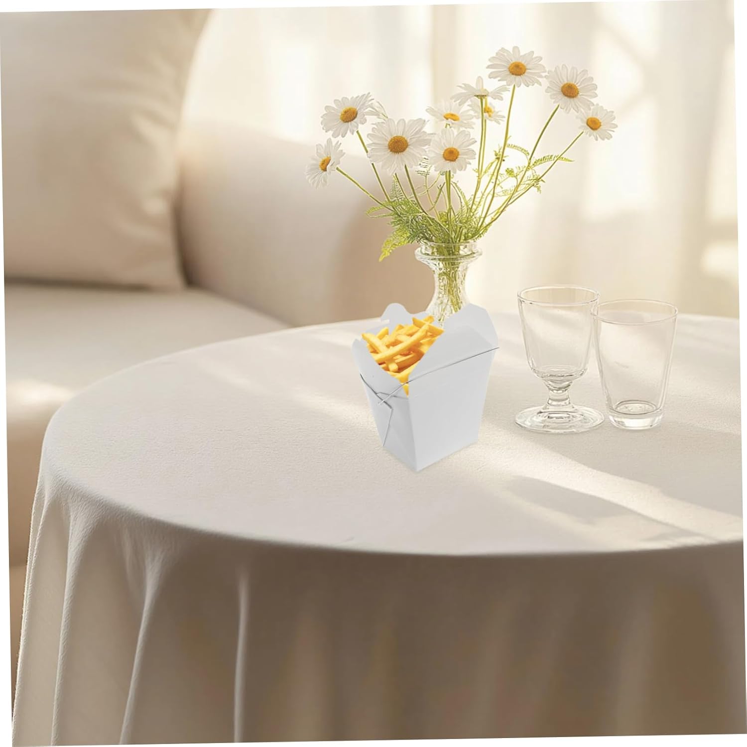 50pcs Custom Takeout Boxes Wire Handles Paper Food Containers for Chinese Food Compact for Fried Rice Chicken Fries Wedding Favor