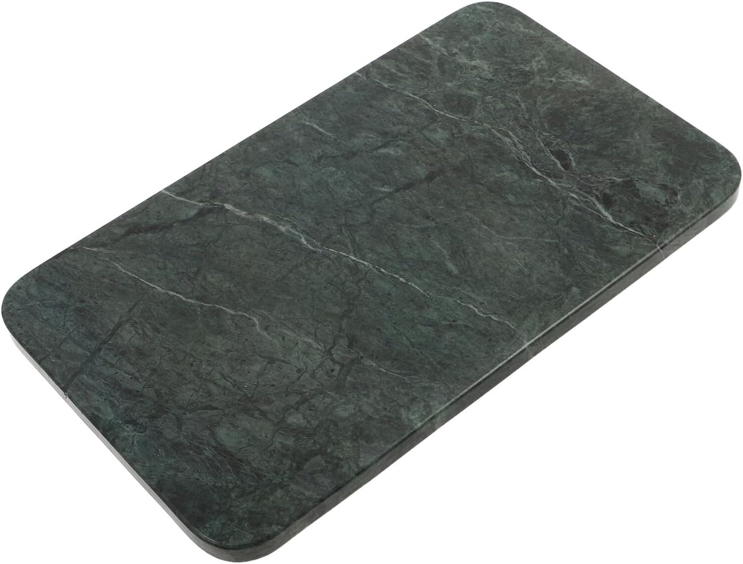 Cabilock Marble Storage Tray Organizer for Vanity and Bathroom Counter, 9.8"x5.8" Rectangular Gray-White Natural Stone Tray with Rounded Corners, Household Skincare and Perfume Holder