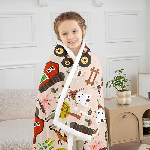 Miniatura 3 de Barn House Truck Car Flannel Blanket,Farm Animal Fleece Blanket for Room Decor,Rustic Farmhouse Style Throw Blankets for Sofa Couch,Throw 50"x60"