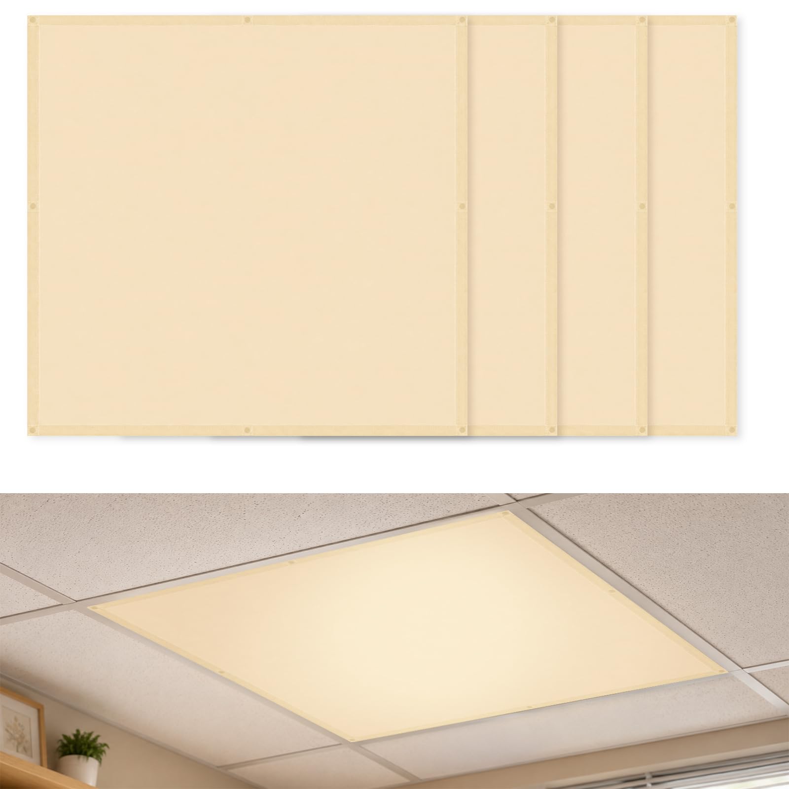 4 Pack Fluorescent Light Covers for Ceiling Lights, 2 * 2 feet Magnetic Fluorescent Light Covers, for Classroom Office Hospitals Lights Fixture Covers Replacement