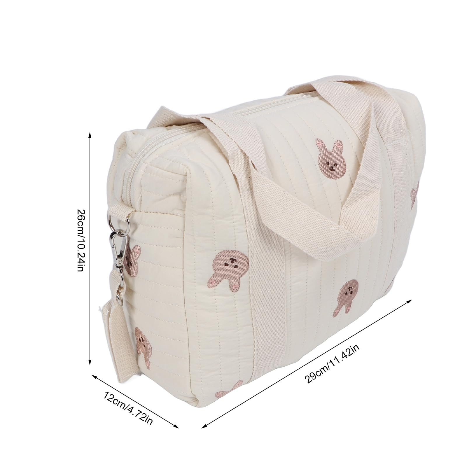 Ausla Baby Bags, Cotton Cloth Baby Stroller Pram Organiser Bag Baby Diaper Changing Bags with Zipper Pockets for Keys Tissues (Rabbits) - Image 3