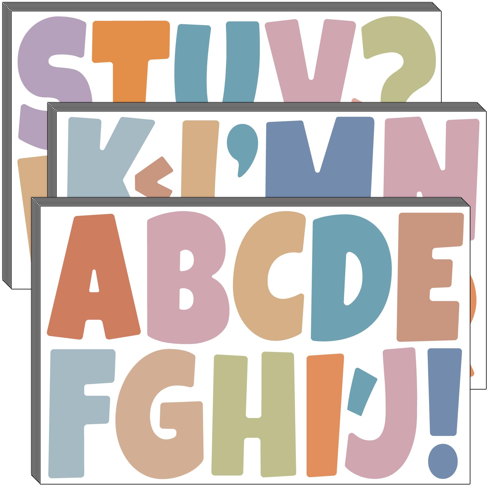 Bemeol 288 Piece Letter Stickers 24 Sheets 3 Inch Bulletin Board Letters for Classroom Self Adhesive Alphabet Poster Board Letters for School