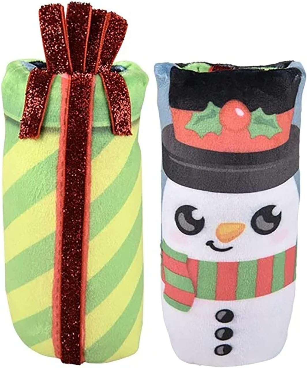 1 Random Jumbo Reversible Christmas Plush Water Filled Tube Snake Stress Toy - Squishy Slippery Wiggler Sensory Fidget (Random Style)