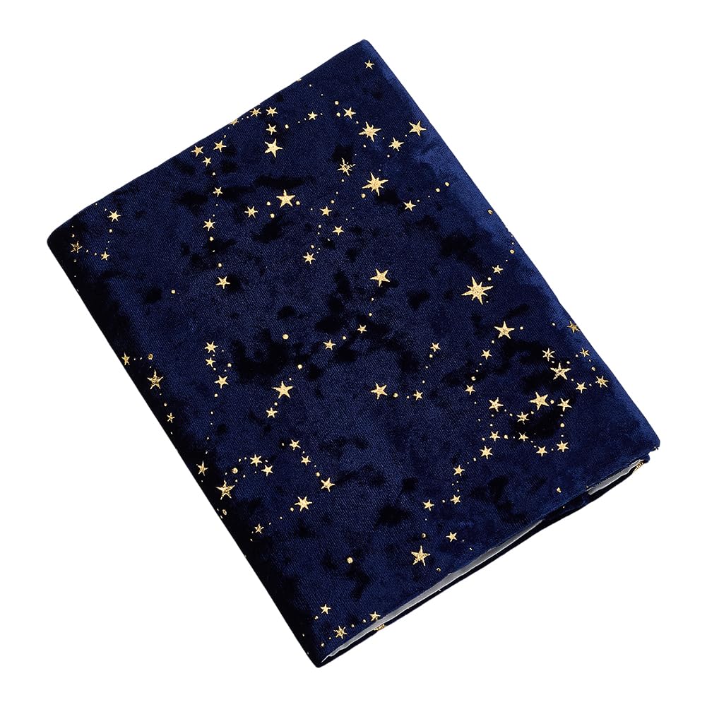 FINGERINSPIRE A5 Fabric Book Sleeve Cover Protector 210x155mm Reusable Polyester Marine Blue Paperback Book Cover Portable Dustproof Rectangle Book Protector with Star for School Library Student
