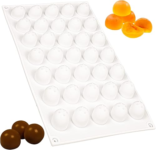 Miniatura 1 de Molde redondo de silicona para chocolate, gomita, caramelo, caramelo, ganache, praliné, cubitos de hielo, 35 cavidades, cúpula superior alta