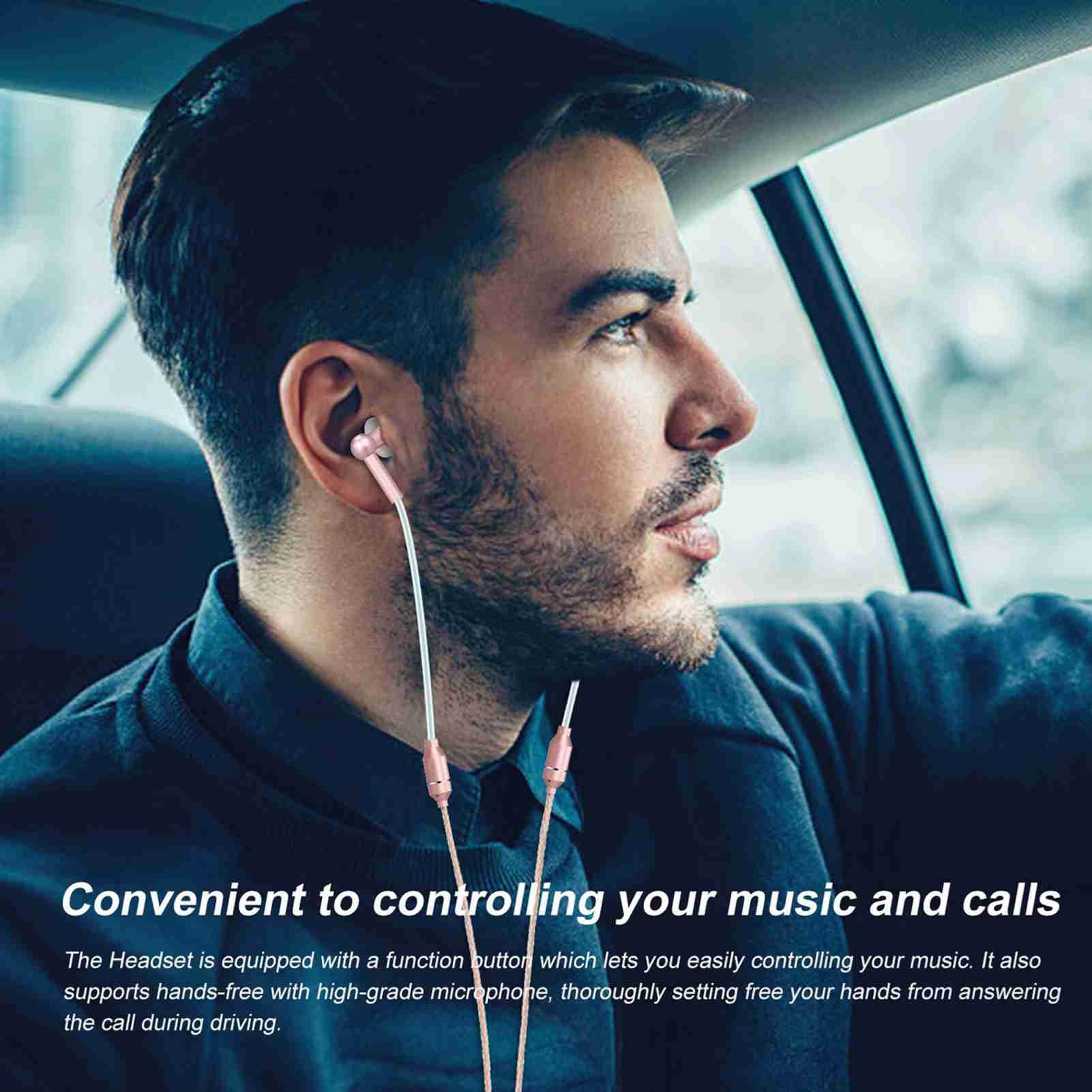 Cuffie Stereo con Riduzione del Rumore Cuffie Intrauricolari con Tubo 'aria Senza Radiazioni Microfono per Smartphone Lunghezza Cavo 140 Cm Auricolari Dorati (Oro)
