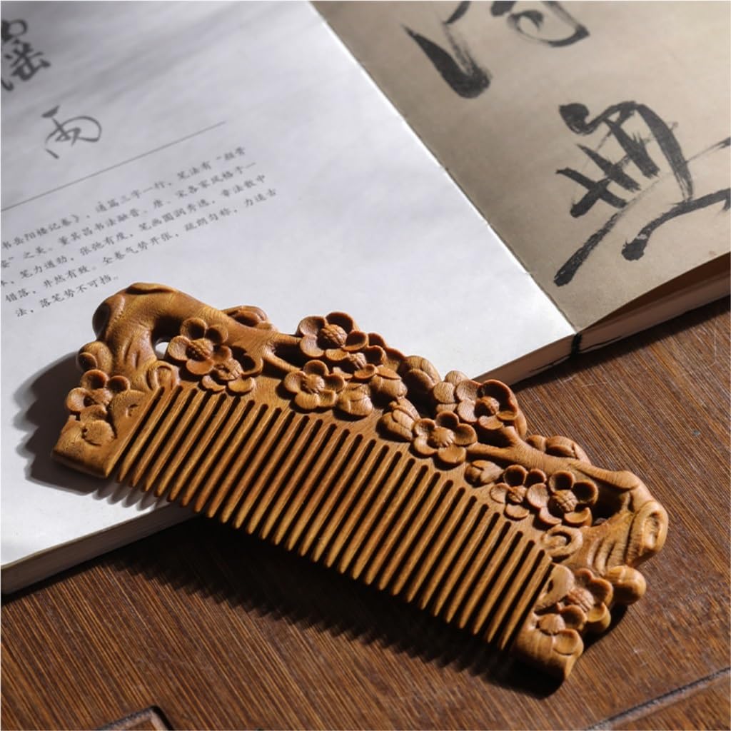 Peruka Grzebień Carved Wooden Comb for Women, Long Hair Comb, Curly Hair Comb, Household Antique Comb, Anti-static Duże grzebienie do włosów