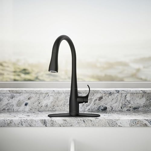 Miniatura 106 de KOHLER Simplice, llave abatible de cocina, 647-CP Mate negro,Cromo pulido,Latón cepillado vibrante.,Vibrant Stainless