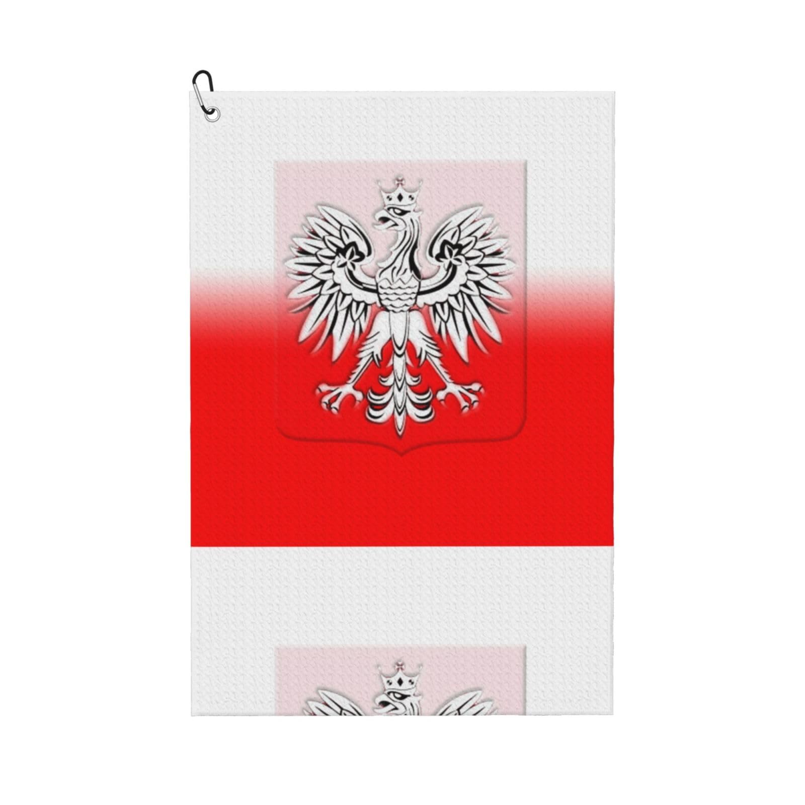 peiyeety Polish Eagle Microfiber Golf Towel with Carabiner Clip, 16x24 Inch Absorbent Waffle Weave Towel for Golf Bags