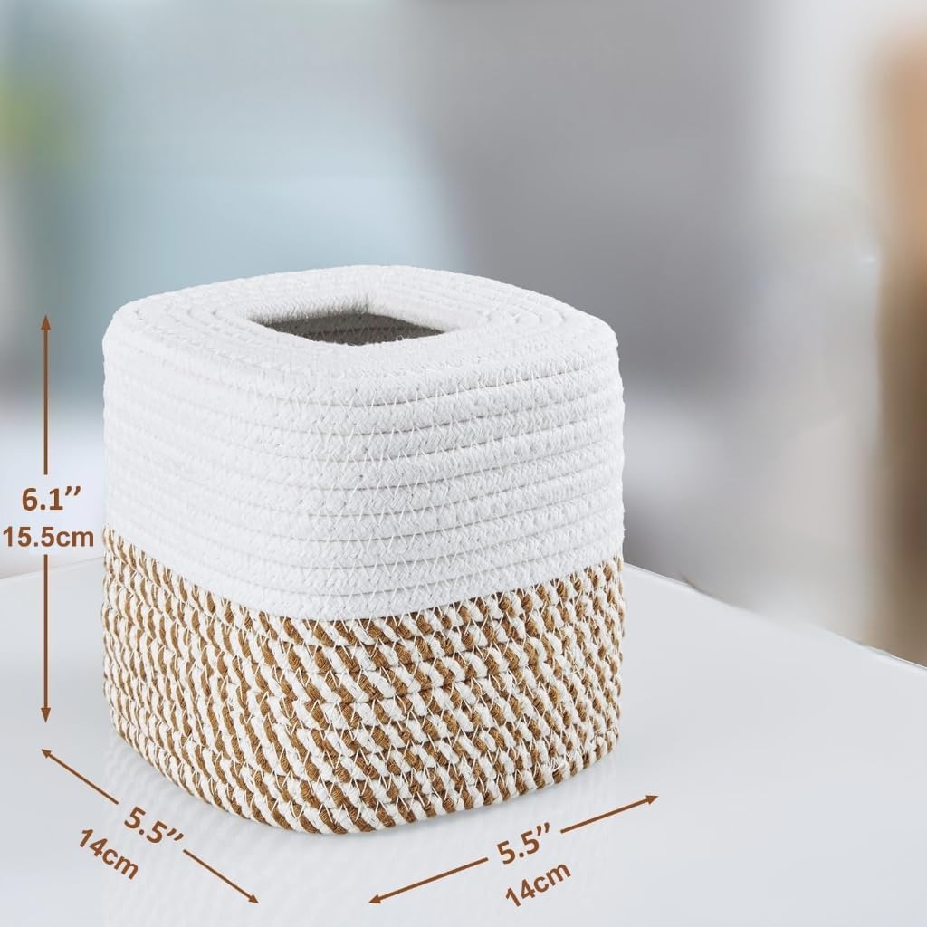 Cotton Rope Square Tissue Box For Bedroom And Living Room Decoration