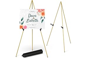 Professional 63" Gold Easel Stand: Enhance Your Art Display