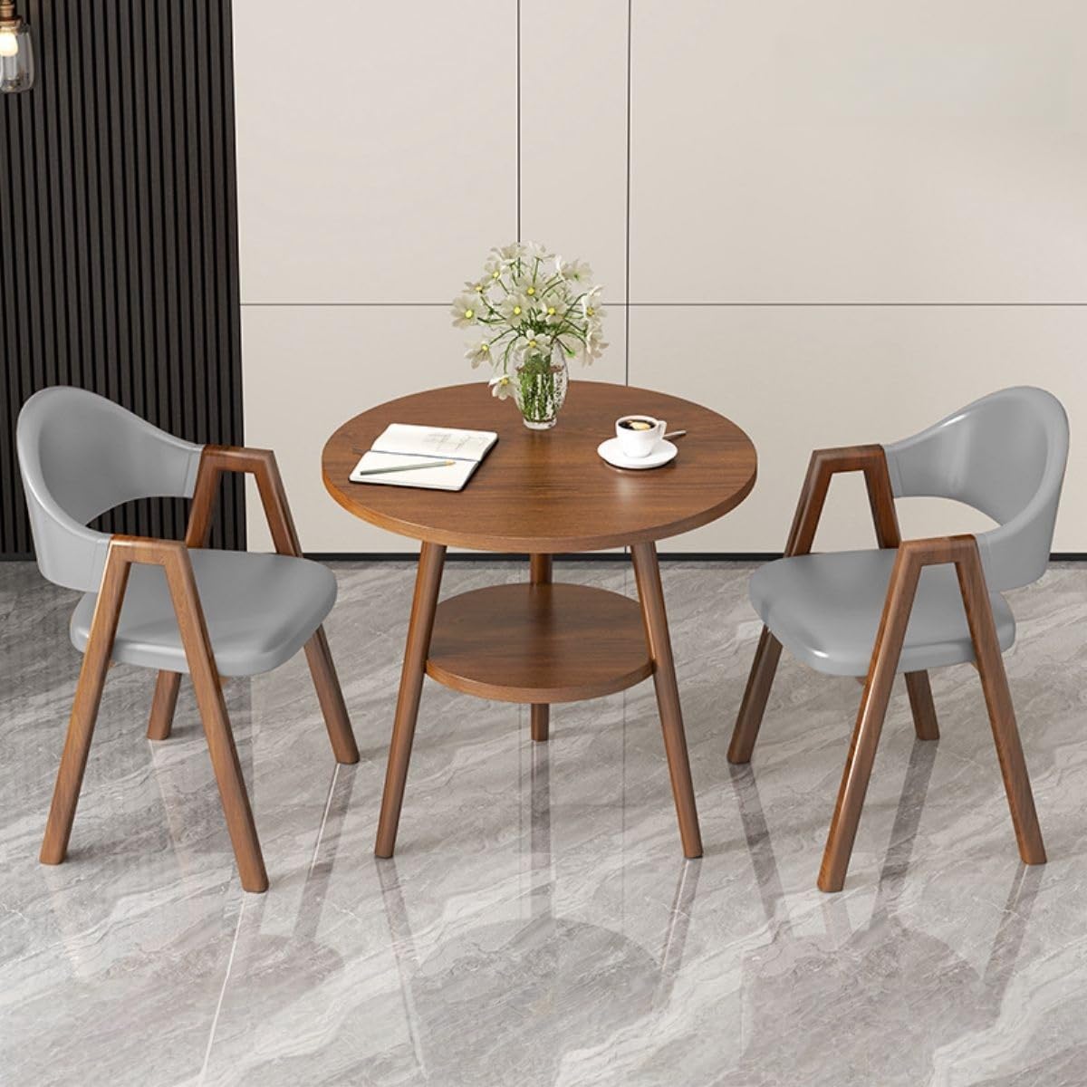 Office Reception Desk and Chair Set, Small Dining Table with Chairs, Business Coffee Leisure Table and Chair Set for Lounge, Living Room, Kitchen, Cafe, Small Spaces