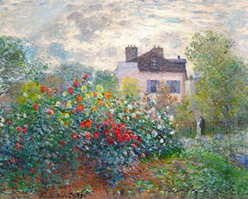 クロード・モネ、【ヴェトゥイユに咲く花】、希少画集画、新品高級額・額装付 クロード・モネ、【ヴェトゥイユに咲く花】、希少画集画、新品高級額