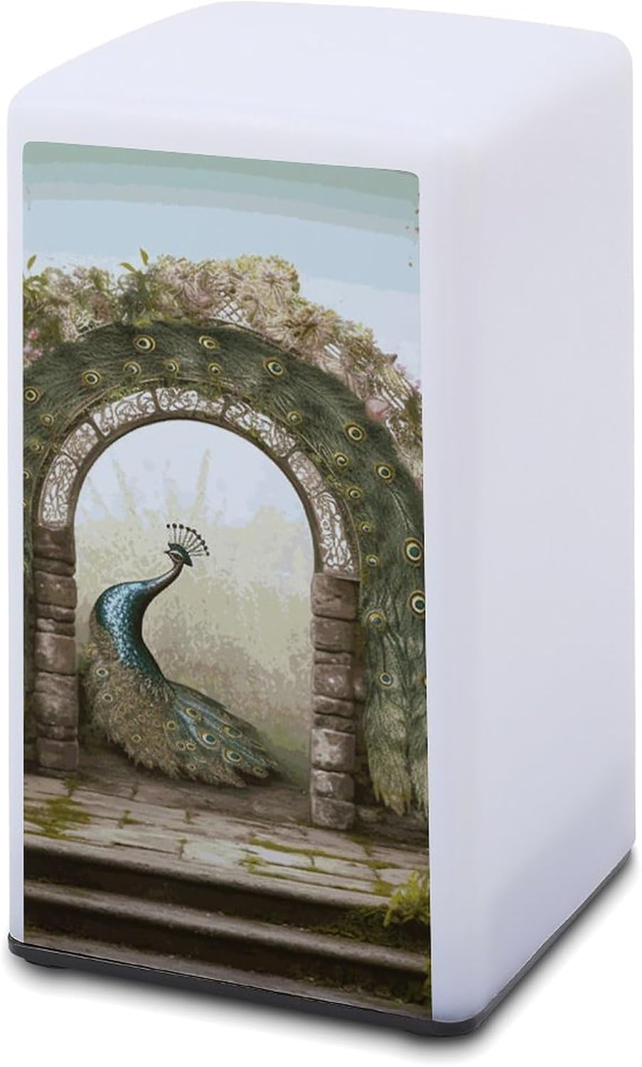 Desk Lamp Table Lamp with 2 Lighting Modes Battery Operated Garden Arched Door Peacock Reading Lamp for Bedroom Nightstand