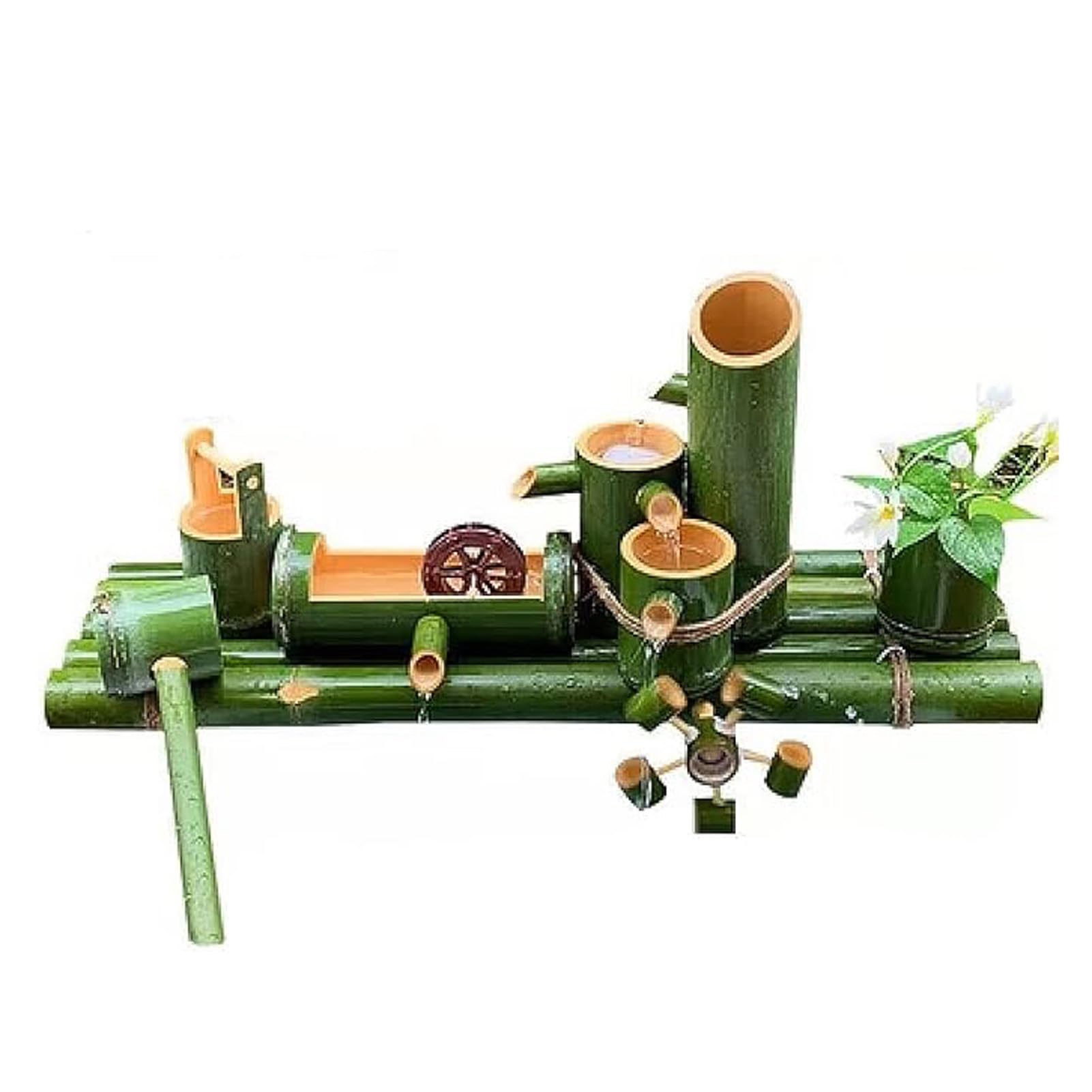 Ljykbfl Handcrafted Bamboo Water Fountain Kit, Zen Garden Feature, Circulating Outdoor Pond Fountain, Freestanding Landscape Water Ornament, For Patio, Yard, Balcony-17.7In(45Cm)