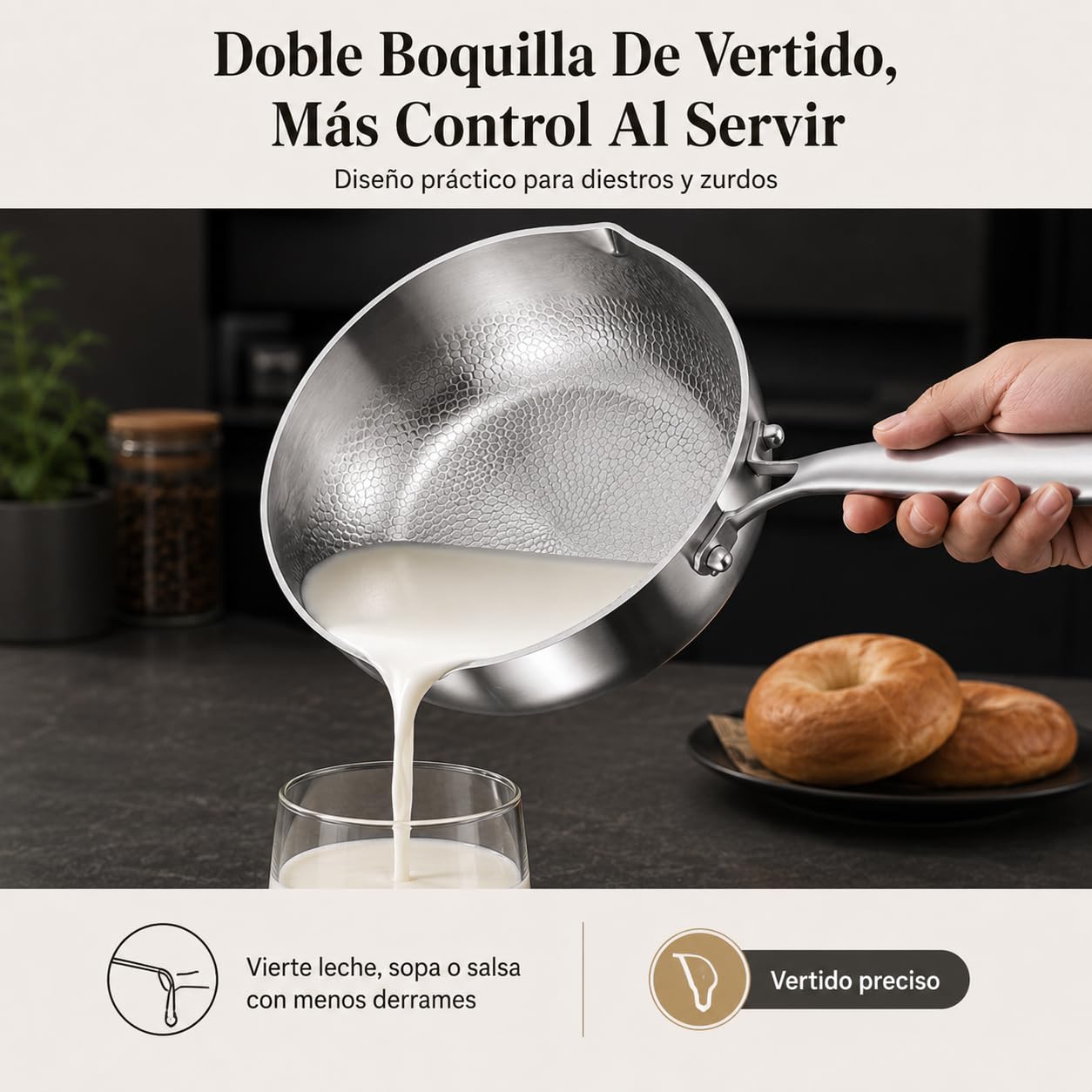 Sarten de Titanio, Sarten Titanio Puro Antiadherente, 18/20/22cm Padella Titanios sin Revestimiento Martellato, Sartenes de Titanios con Beccuccio per Induzione, Gas e Vitroceramica (Con tapa, 20cm)
