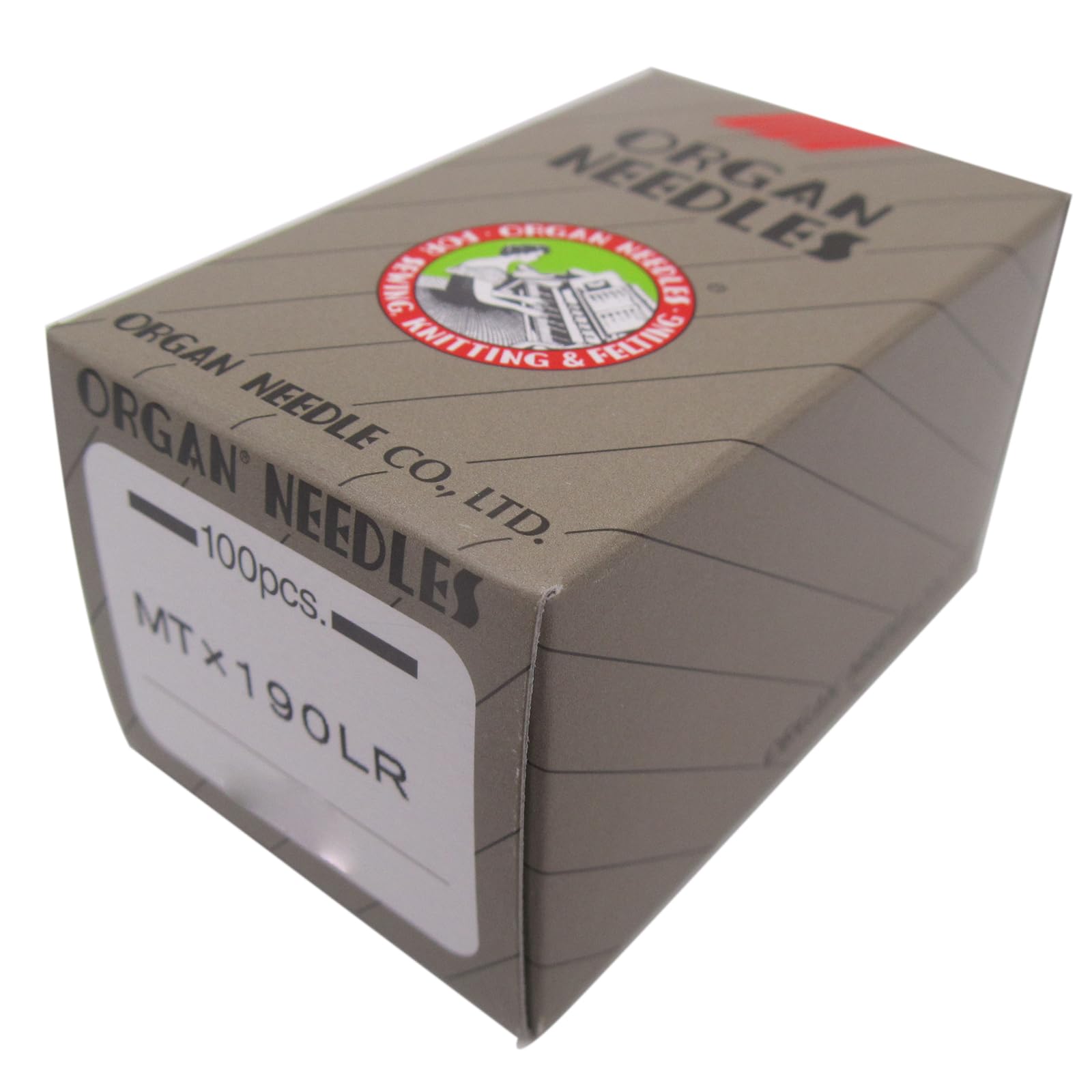 100 agujas de coser de cuero de 49 mm de longitud 190LR MTX190LR en caja de plástico transparente CKPSMS, compatible con/repuesto para máquinas industriales de la marca Pfaff/Adler (tamaño de aguja: