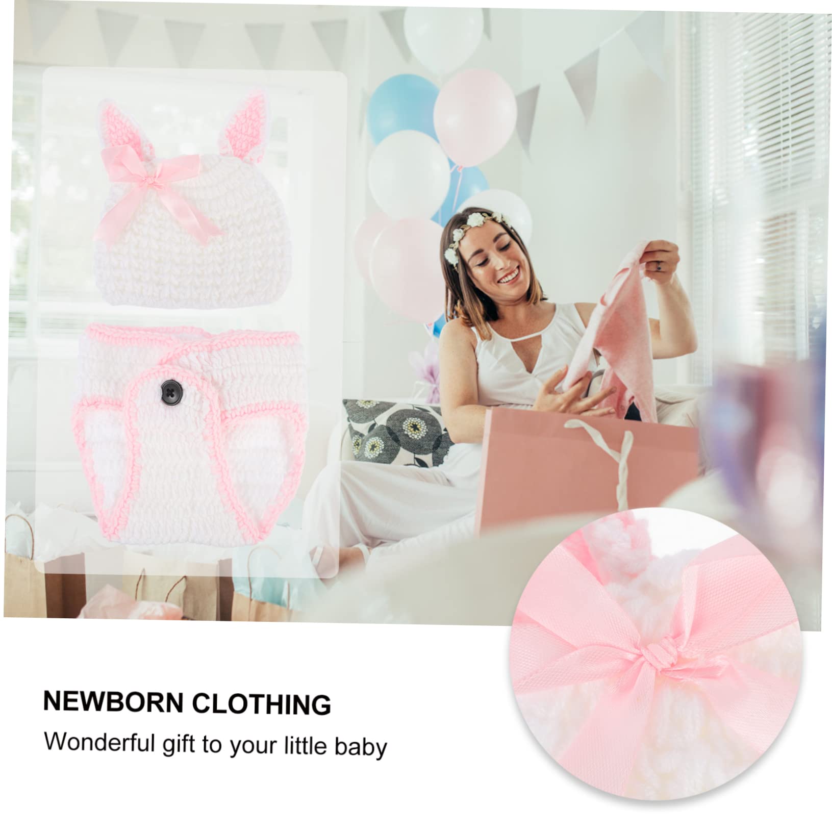 YARNOW 3juegos Conjunto De Fotografía De Recién Nacido Diseño De Conejo Accesorios De Sesión Fotográfica para Bebés Sombrero y Pantalones y Traje para Retratos De Días
