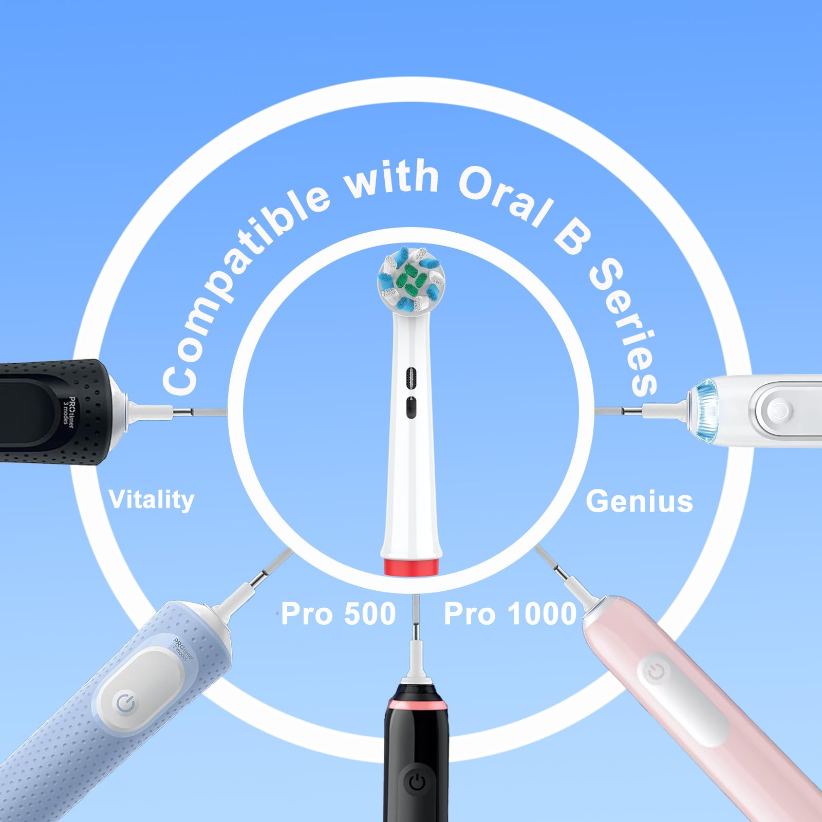 Cabezales de repuesto compatibles con cepillo de dientes eléctrico Oral B, limpieza de dientes superior con cerdas cruzadas, 8 unidades, color blanco