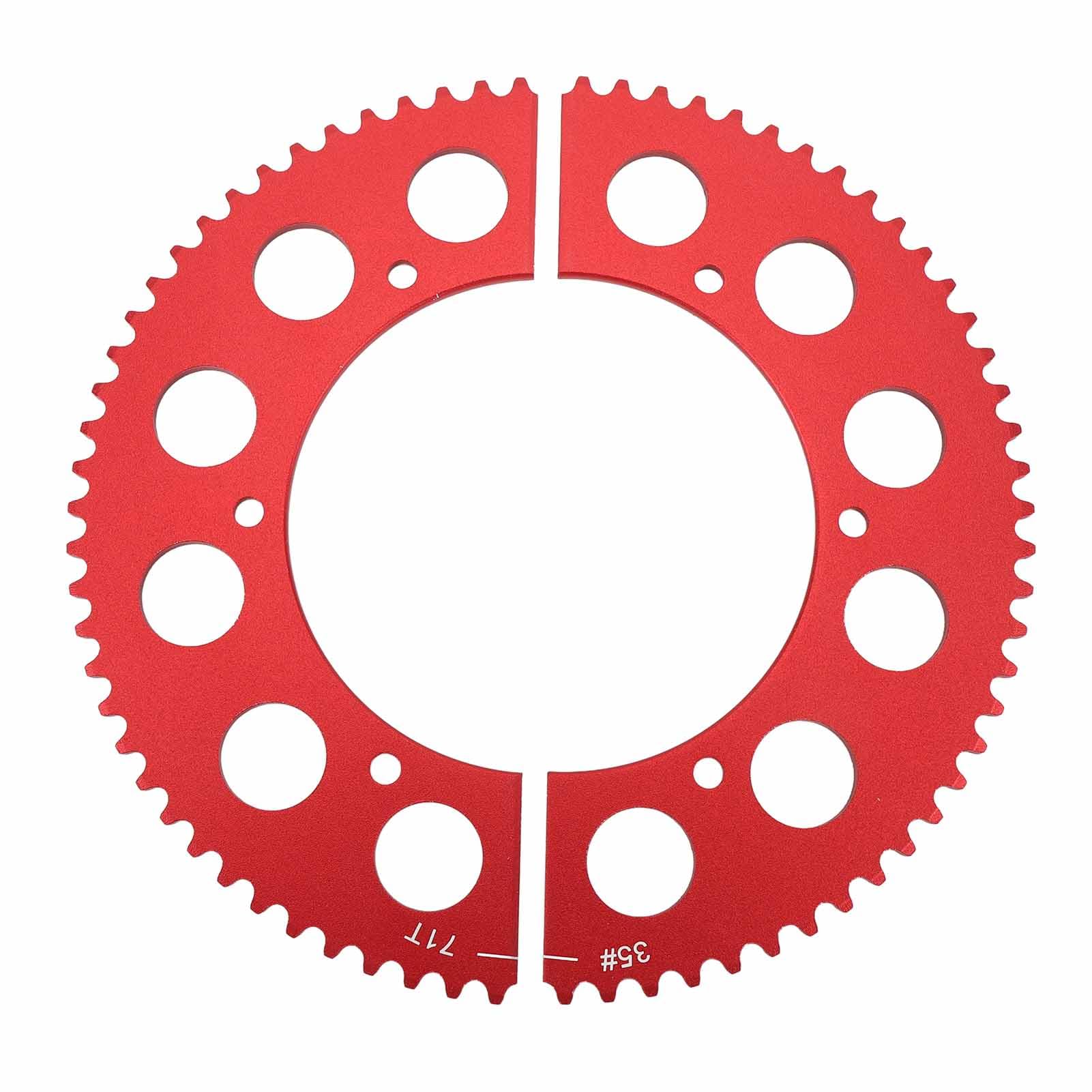 35 Chain 71 Tooth Split Sprocket Low Friction Aluminium Alloy Lightweight Fit for CT200U BT200X CT100U TrailMaster MB200 MegaMoto B212 Baja Motovox Doodlebug Mini Bike Motorcycle