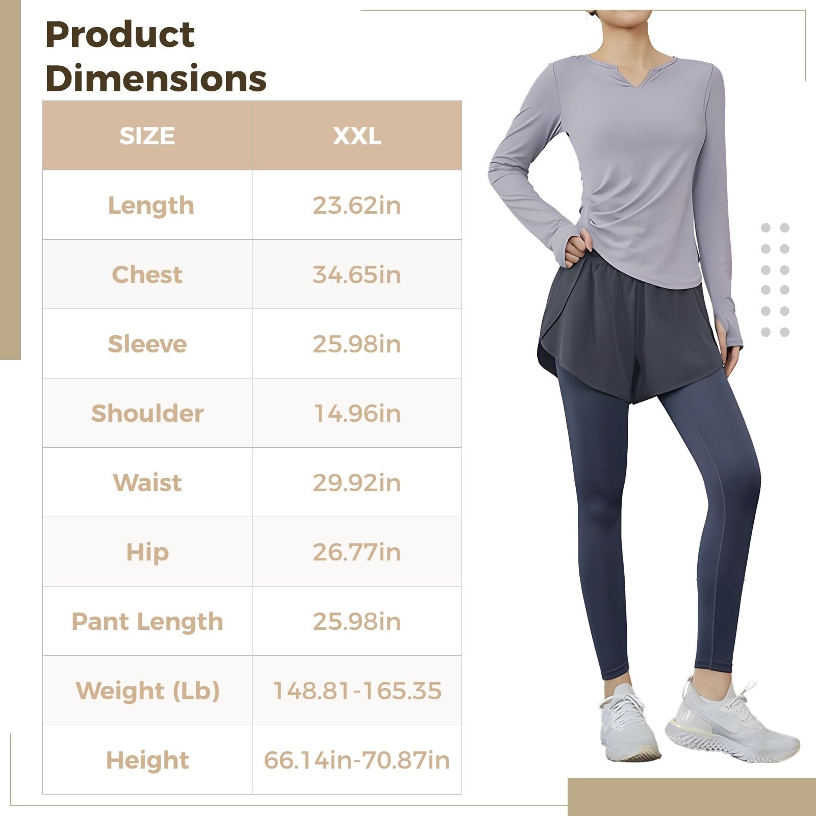 Tenue de Pilates noire XXL pour femme, comprend un haut à manches longues et un short ou des leggings, des vêtements de sport en polyester-élasthanne
