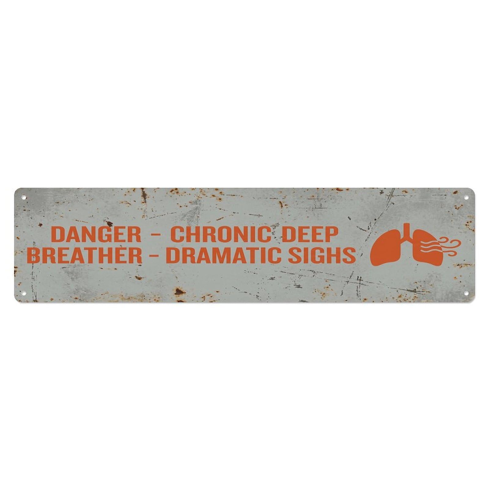 Vintage Funny Danger Chronic Deep Breather Warning Metal Tin Sign