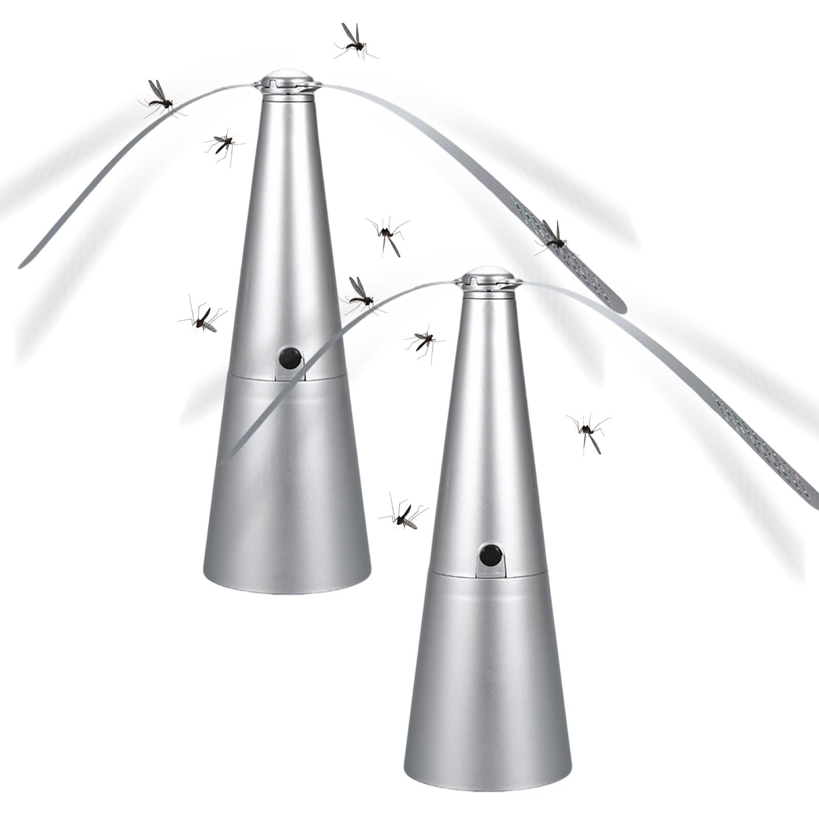 Fly Fans for Tables, Portable Fly Repellent Fan with Soft HolographicBlade, Quiet Mosquitoes Fly Repellents Fans for Outdoor Indoor, Keep Flies Away from Your Food (Silver, 2pcs)