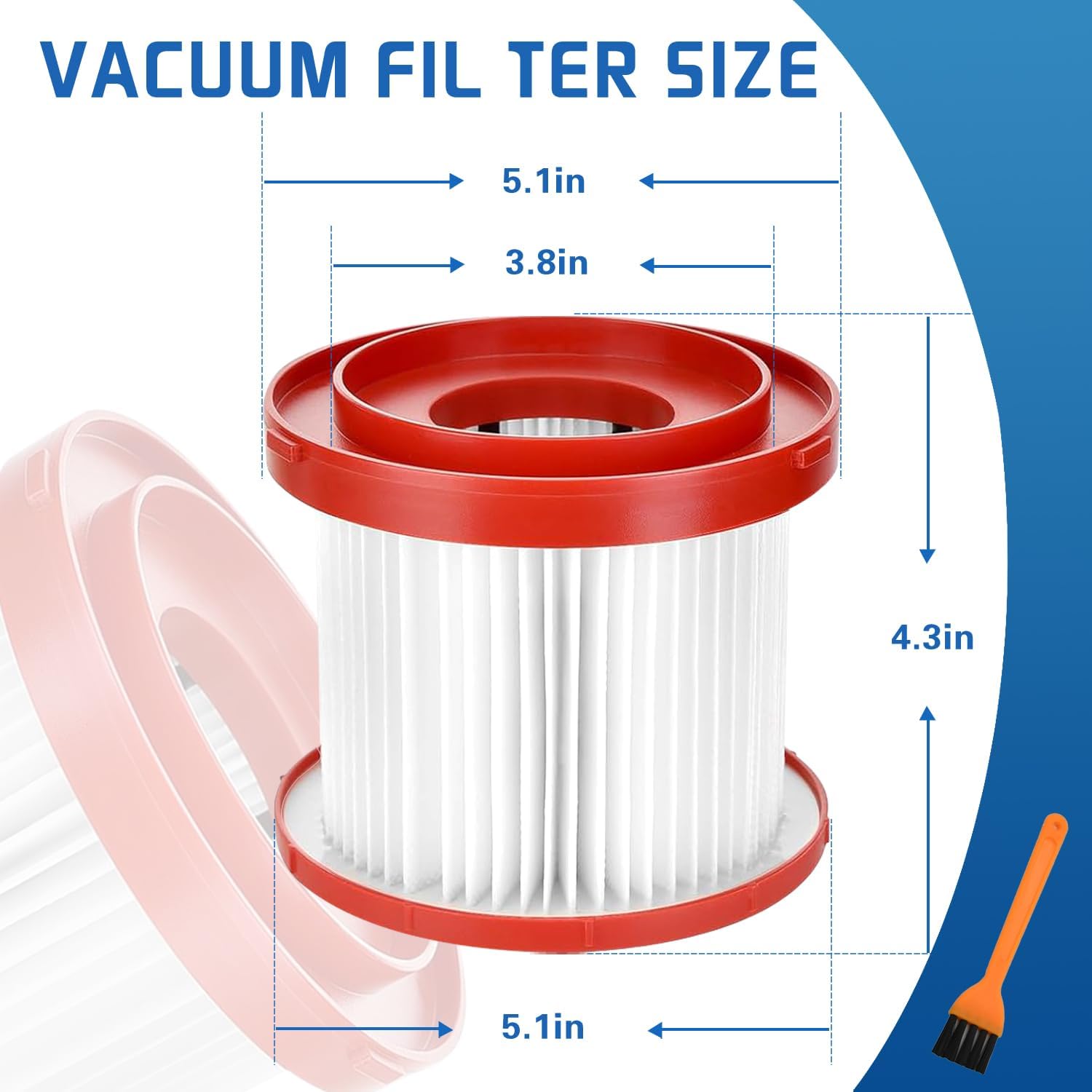 49-90-1900 Filter Replacement for Milwaukee M18 Cordless Vacuum,0780-20 0880-20 Filters for Milwaukee M12 Wet Dry Vacuum for Shop Vac 4 Foam Sleeve Filters + 1 Brush image 3