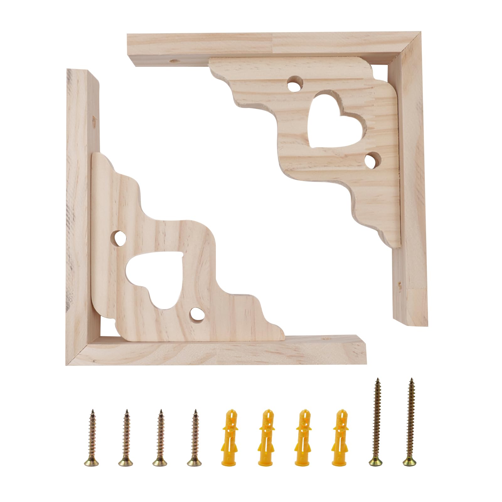 Antrader 2PCS Wooden Shelf Bracket,8" Wall Mount Natural Wood Shelf Support — image 1