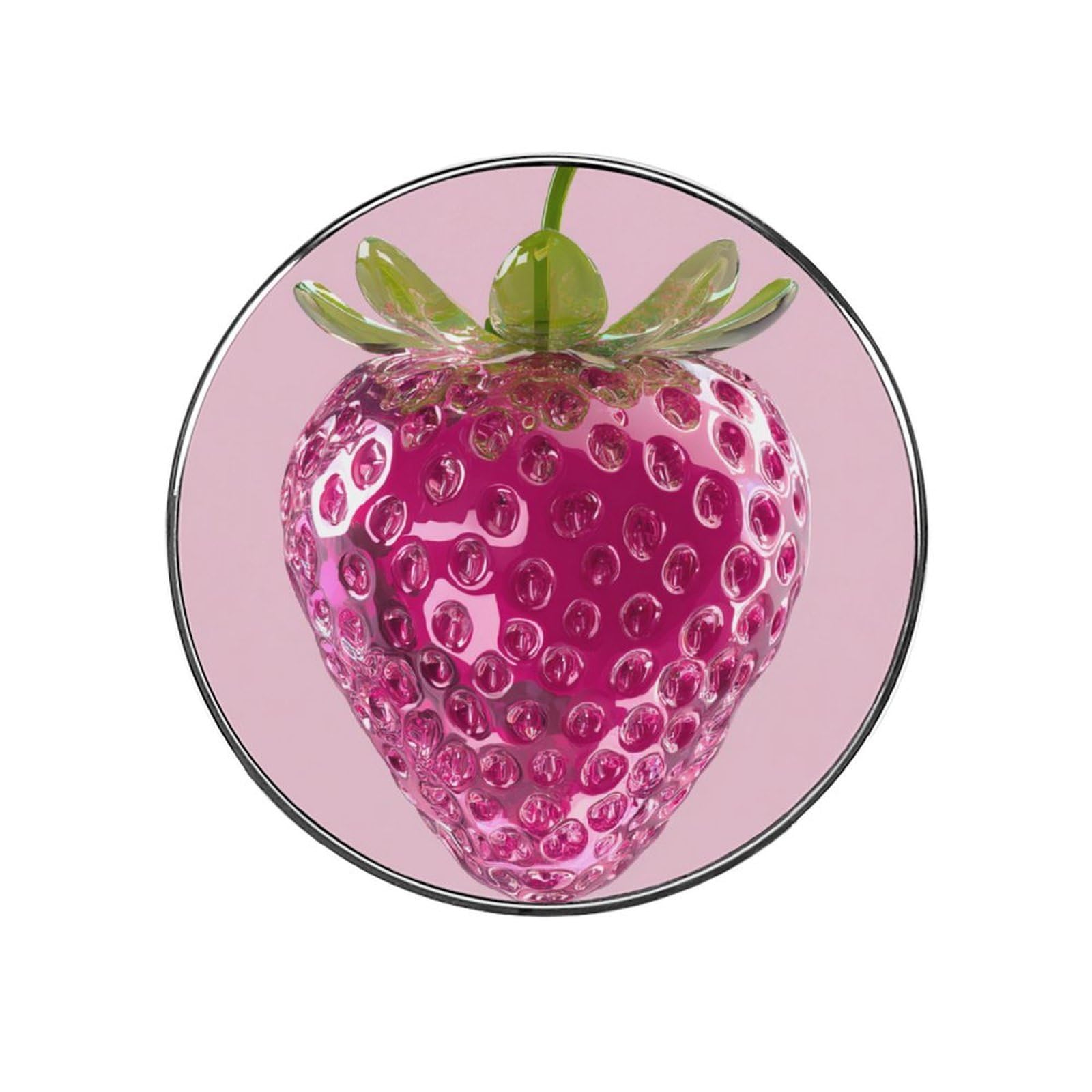 Stylized Pink Strawberry Fridge Magnets DIY Art Round Magnetic Refrigerator Sticker for Home Kitchen Car Garage Decor