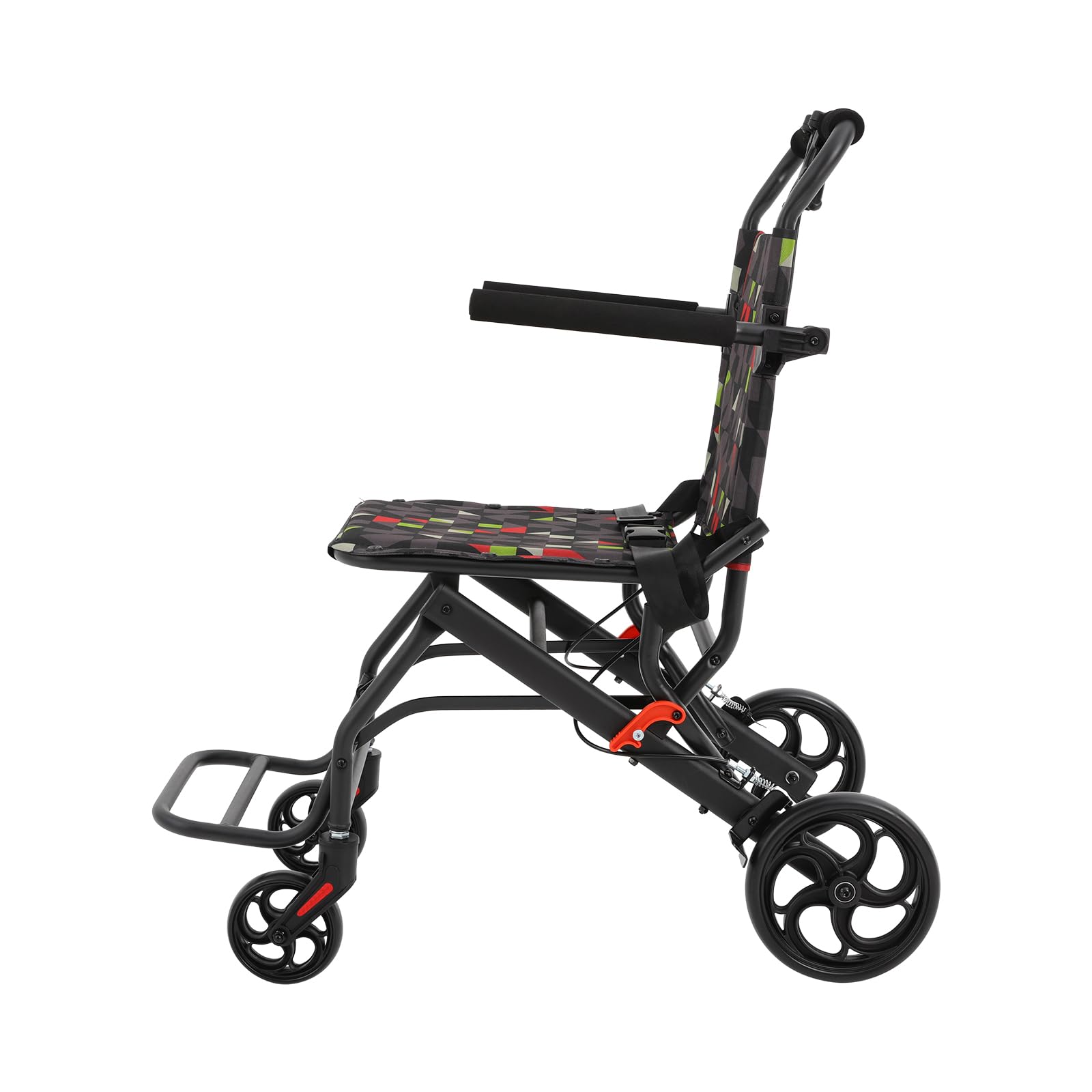 Sedia a rotelle pieghevole, portatile, pieghevole, con poggiapiedi, portata 100 kg, stabile e compatta, ideale per anziani e in viaggio