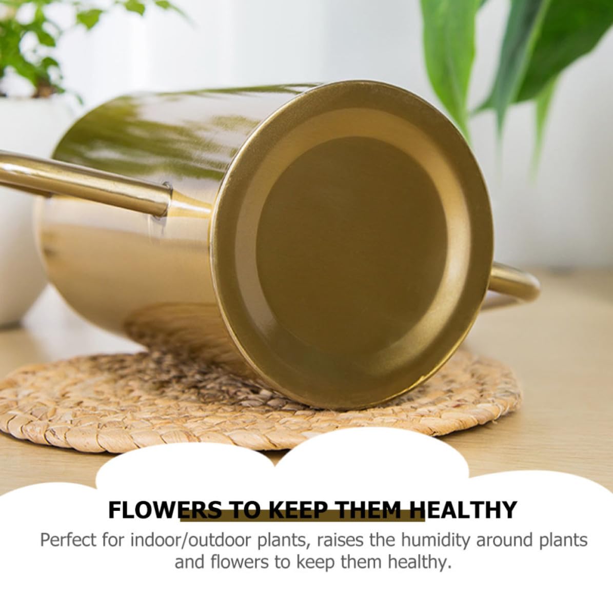 UKCOCO Regadera de Acero Inoxidable con Pico Dorado para Jardín y Hogar Cómoda y Duradera para Regar Plantas Flores y Árboles Interiores y Exteriores