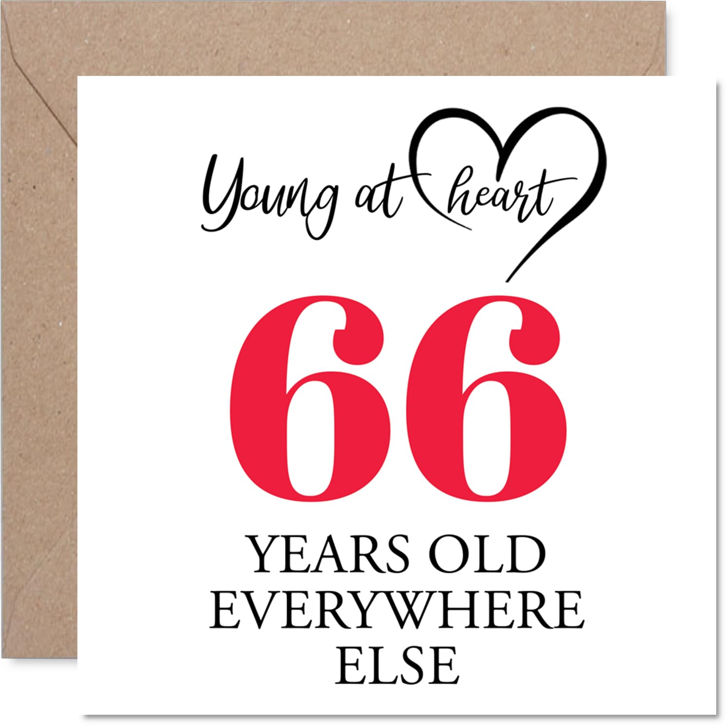 66th Birthday Cards for Women Men - Young at Heart - Happy Birthday Card for 66 Year Old Woman Man Wife Grandma Brother Nanny, 145mm Bday Greeting Cards