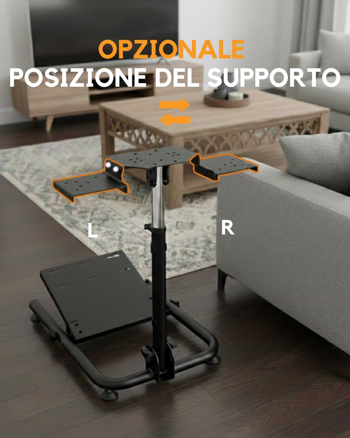 Supporto Volante Da Corsa Regolabile In Acciaio Nero Con Portacambio Rimovibile Compatibile Con La Maggior Parte Di Volanti, Pedali E Cambi, Pieghevole E Stabile Per Sim Racing