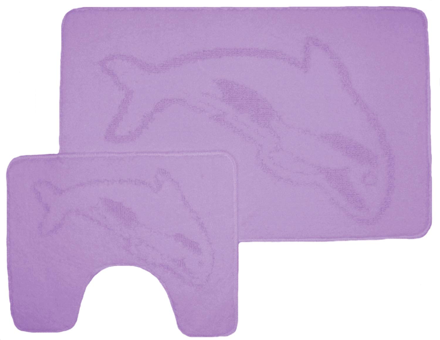 Homefurnishing Anti /Non Slip 2 Piece Dolphin Luxury Bath Mat & Padestal Mat Set - Lilac