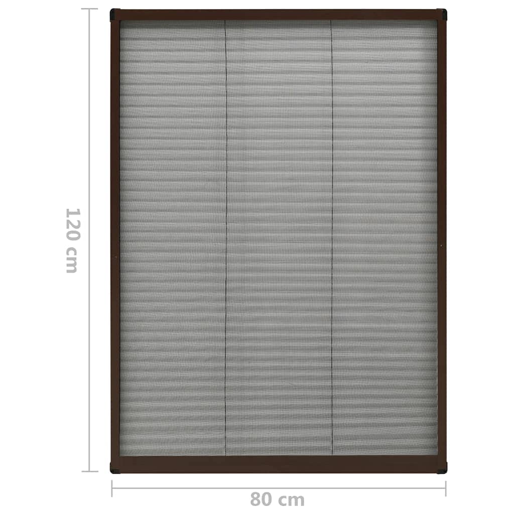 Plissee Fenster Aluminium Braun 80x120 cm, fliegengitter mückenschutz fensternetz für dachfenster, luftdurchlässig mit rahmen für terrasse balkon